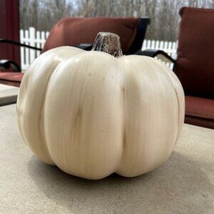 Faux Pumpkin 7"x7" White Heirloom Plastic Fall Decor' Halloween Thanksgiving